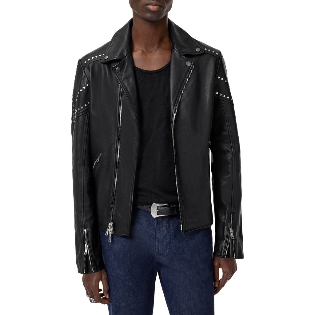 John Varvatos Daniel Oversprayed Leather Moto Jacket