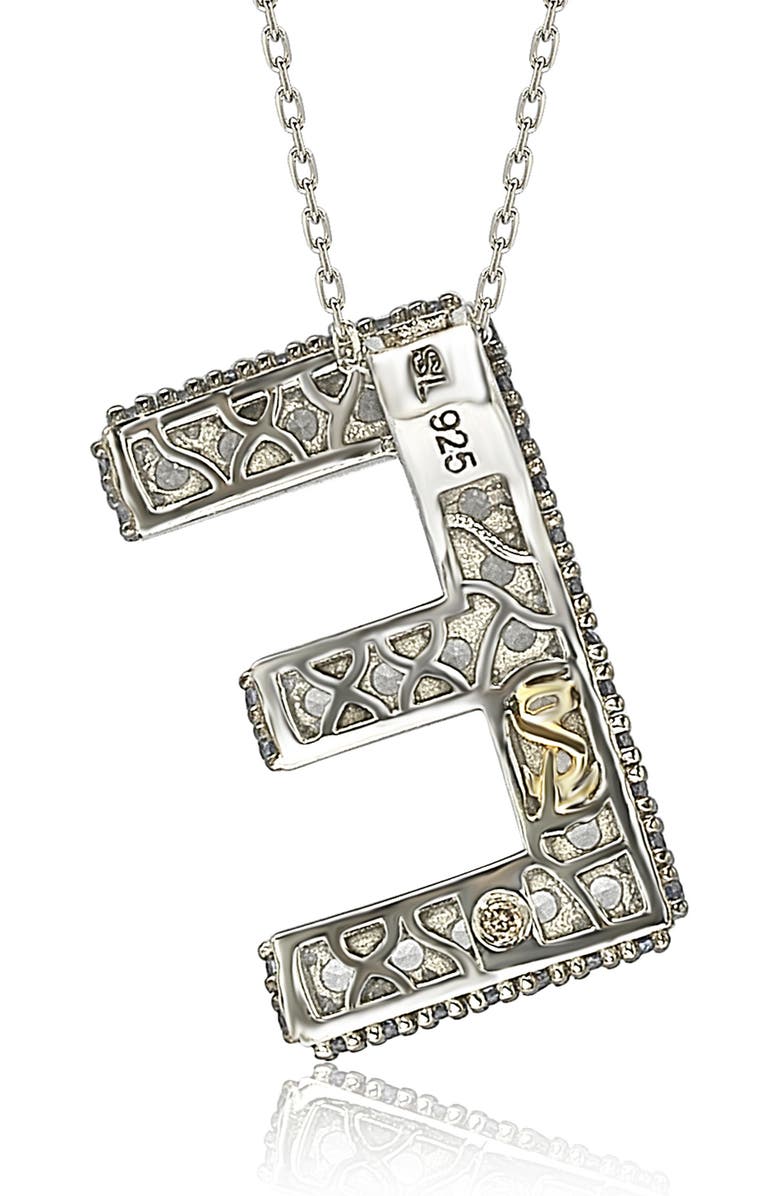SUZY LEVIAN Sterling Silver Lab Created White & Blue Sapphire Accent Initial Pendant Necklace, Alternate, color, Blue-E