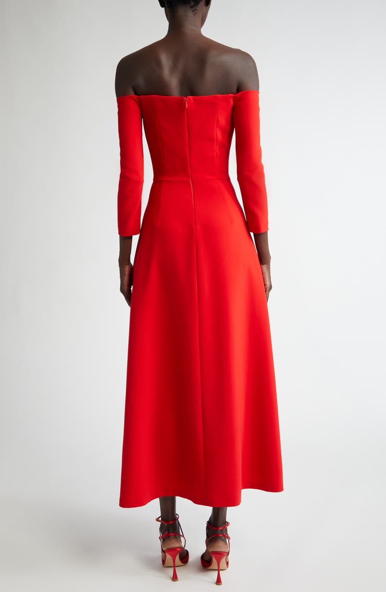 Carolina Herrera Off the Shoulder Midi Dress, Alternate, color, 