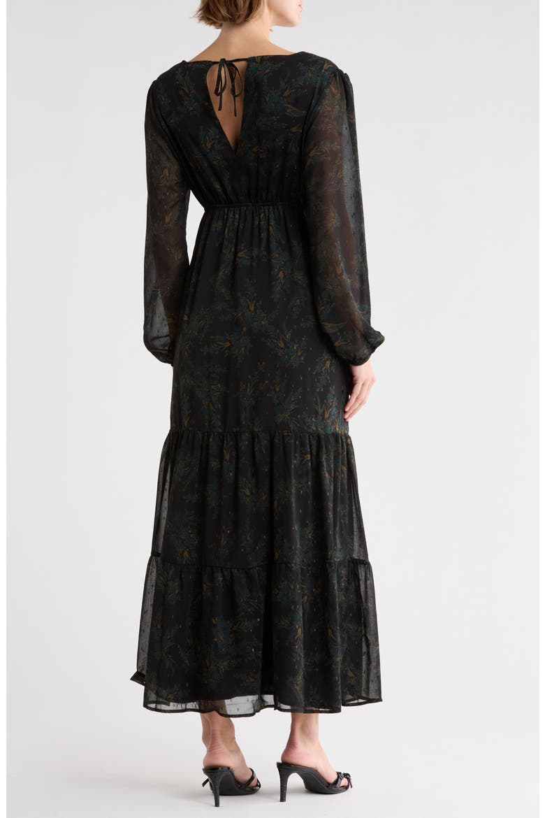 Clip Dot Chifon Maxi Dress, Alternate, color, BLACK- GREEN GINA TOILE