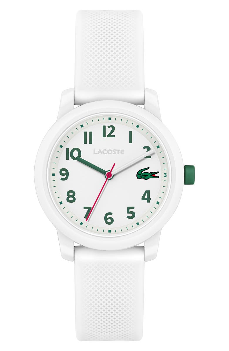 Lacoste Kids' 12.12 Silicone Strap Watch, 33mm, Main, color, White