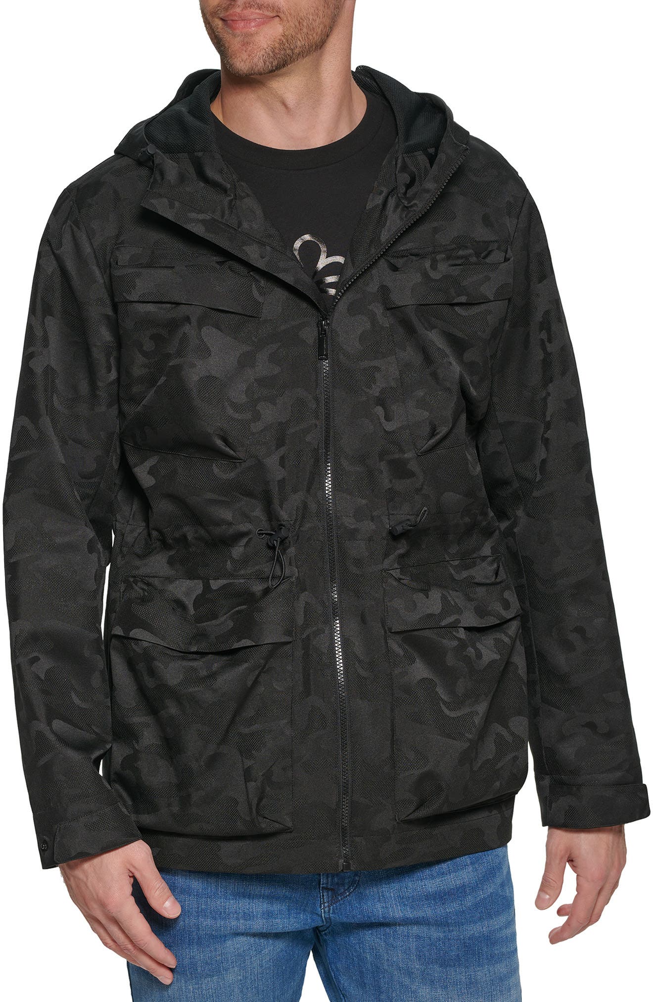 KARL LAGERFELD PARIS Draw Cord Zip Jacket (Men) | Nordstromrack