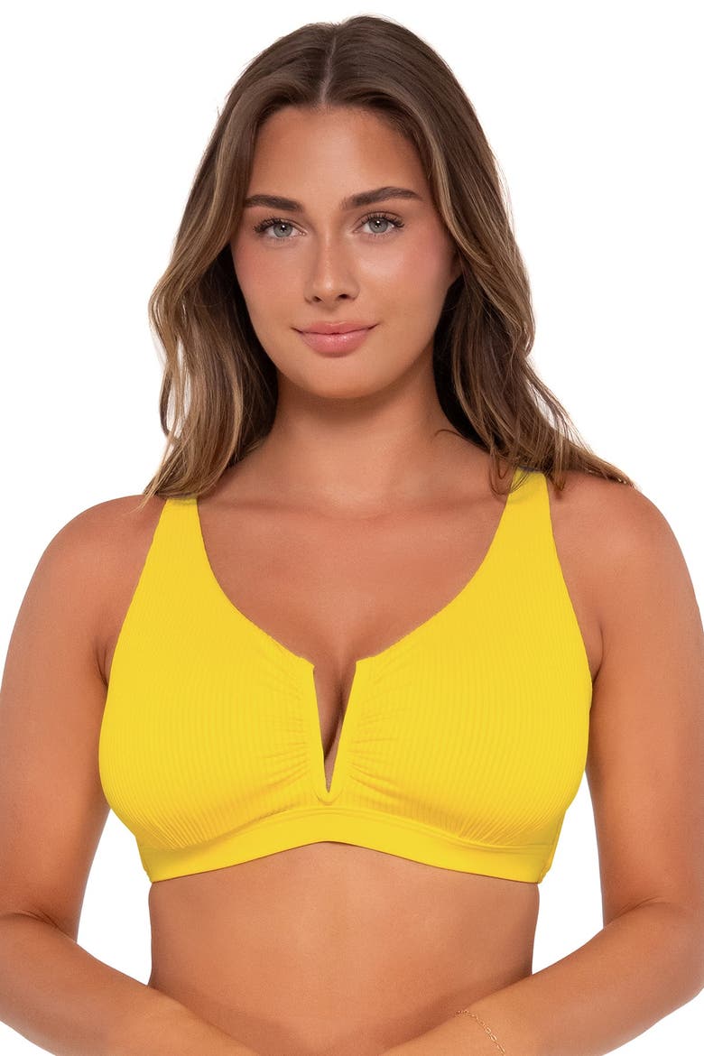 Vienna V-Wire Bikini Swimsuit Top - D Cup, Alternate, color, Lemon Zest Sandbar Rib