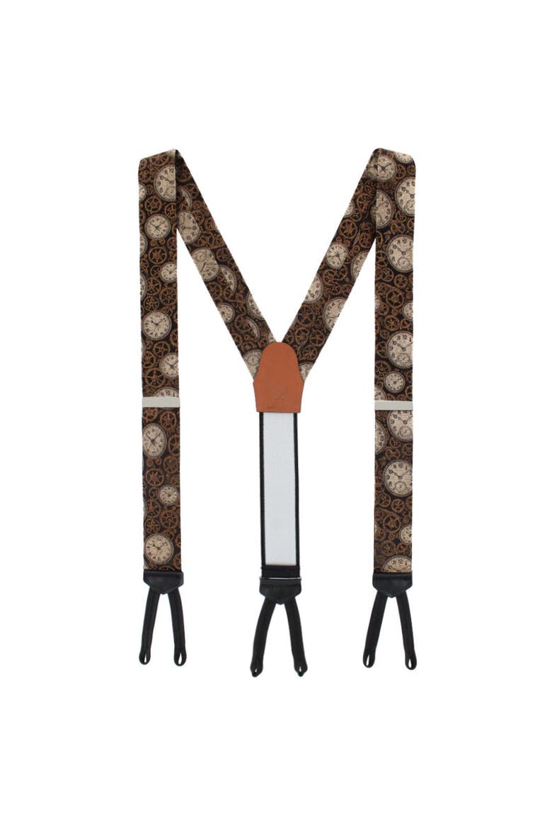 Horologe Novelty Silk Formal End Suspenders, Alternate, color, Black