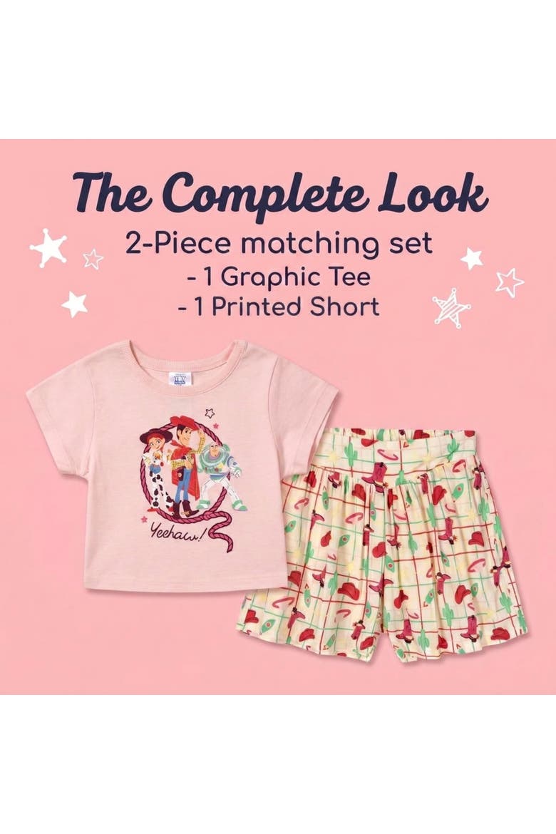Toy Story 2-Piece T-Shirt and Skort Set, Alternate, color, Woody Buzz Pink