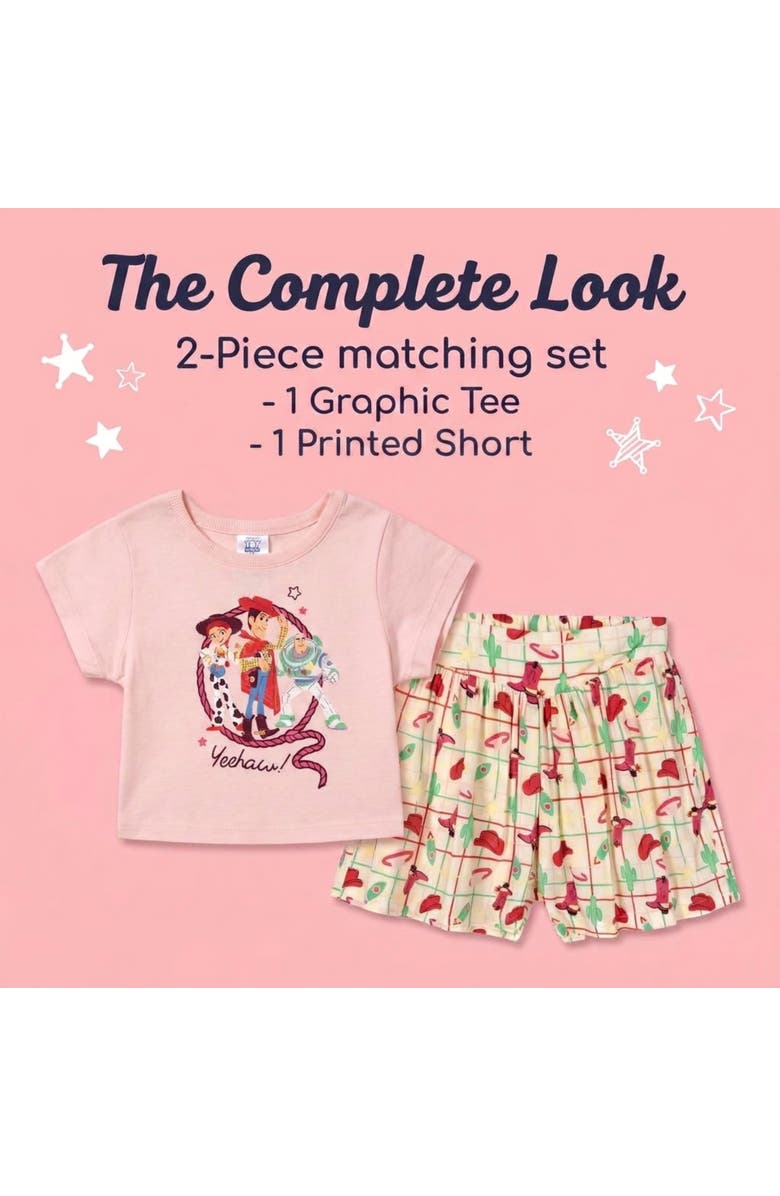 Disney Toy Story 2-Piece T-Shirt and Skort Set, Alternate, color, Woody Buzz Pink