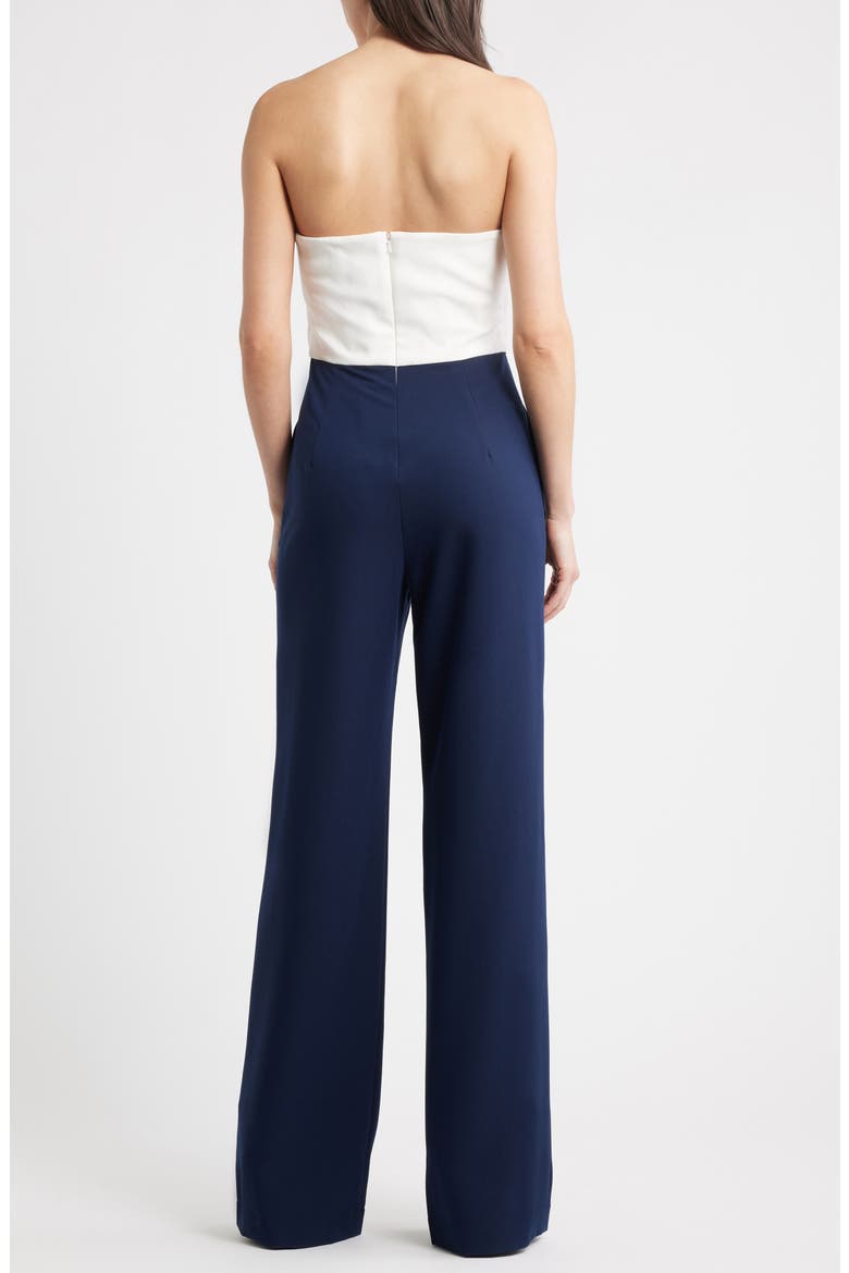 Jada Strapless Wide Leg Jumpsuit, Alternate, color, PEARL/ NAVY