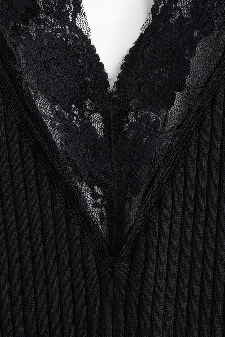 Lace-trimmed Vest Top, Alternate, color, Black