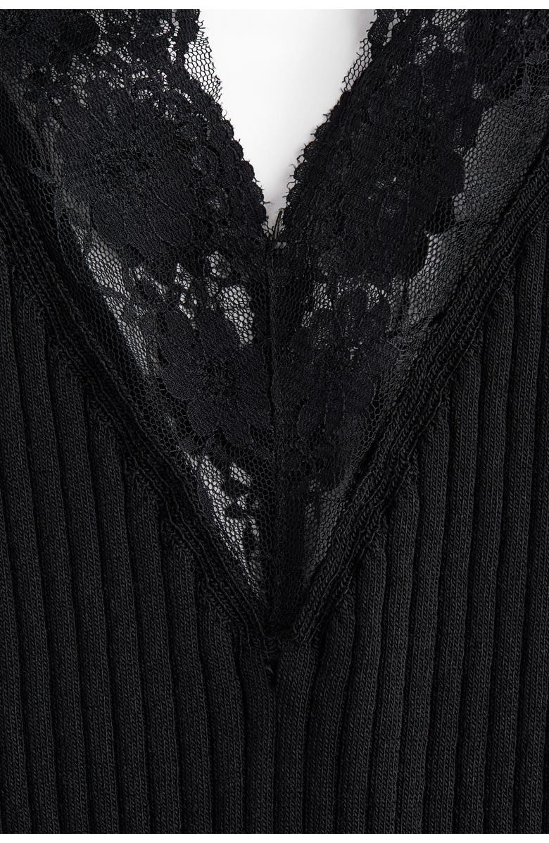 H&M Lace-trimmed Vest Top, Alternate, color, Black