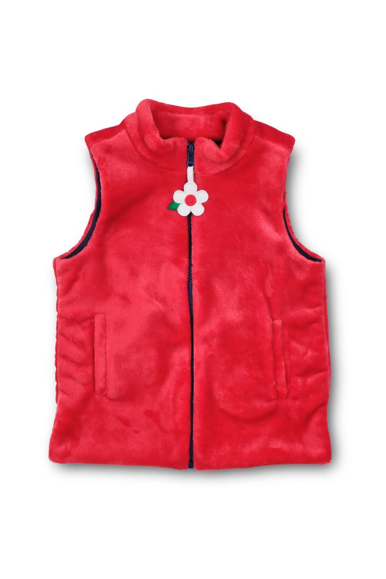 Plush Fleece Zip Up Vest, Main, color, Red