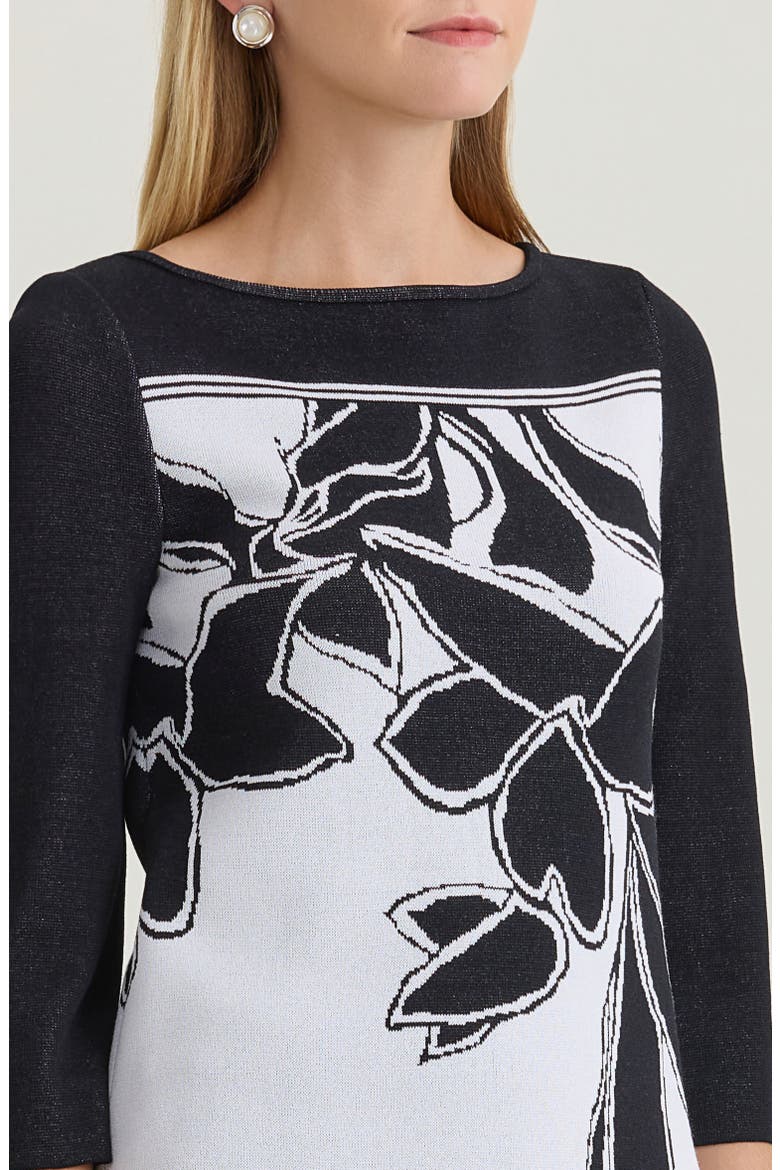Floral Jacquard Soft Knit Tunic, Alternate, color, Black/White