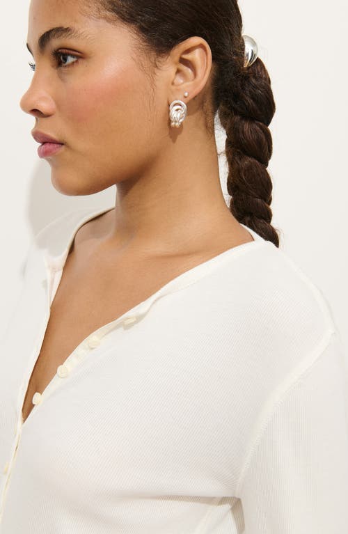 Alex Mill Laine Cotton Blend Rib Henley In White