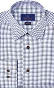 David Donahue Regular Fit Check Print Cotton Dress Shirt