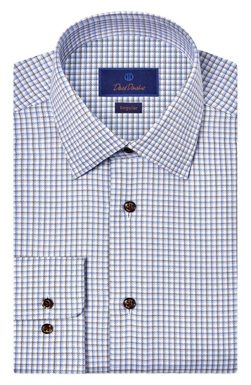 David Donahue Regular Fit Check Print Cotton Dress Shirt In Blue
