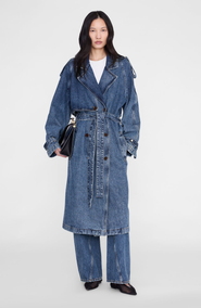 ANINE BING Rickie Cotton Denim Maxi Trench