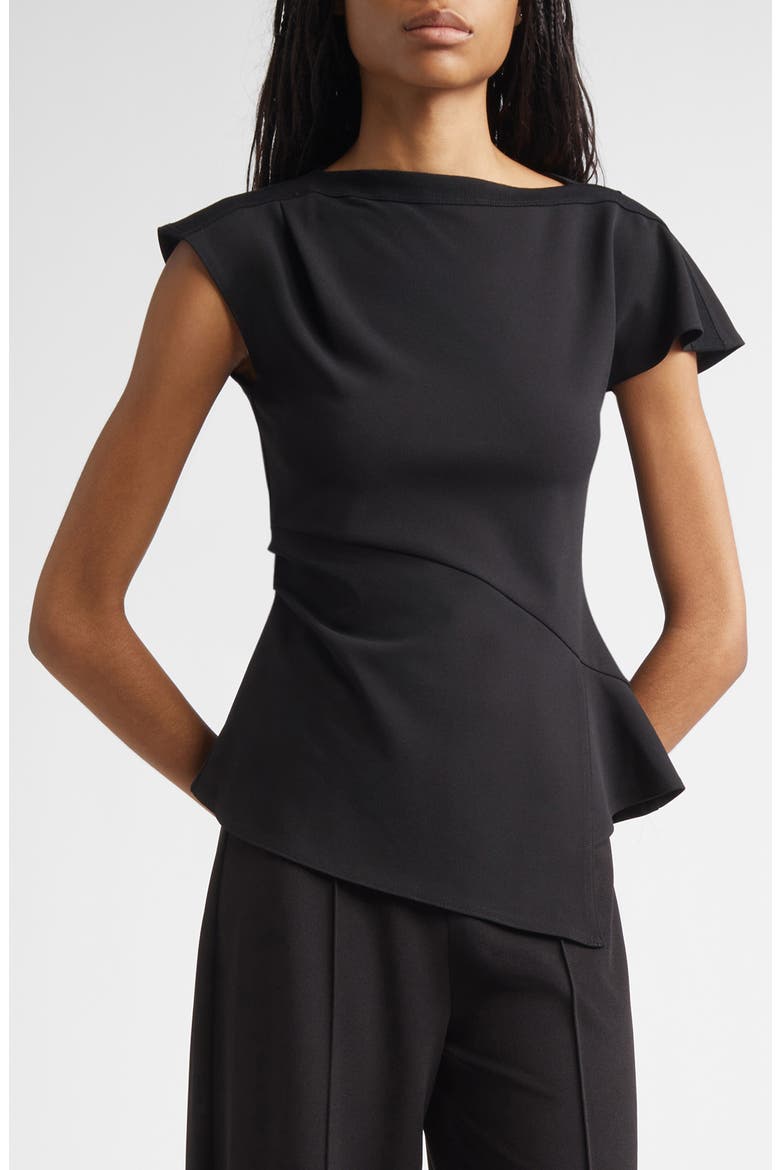 Luelle Asymmetric Peplum Top, Main, color, BLACK