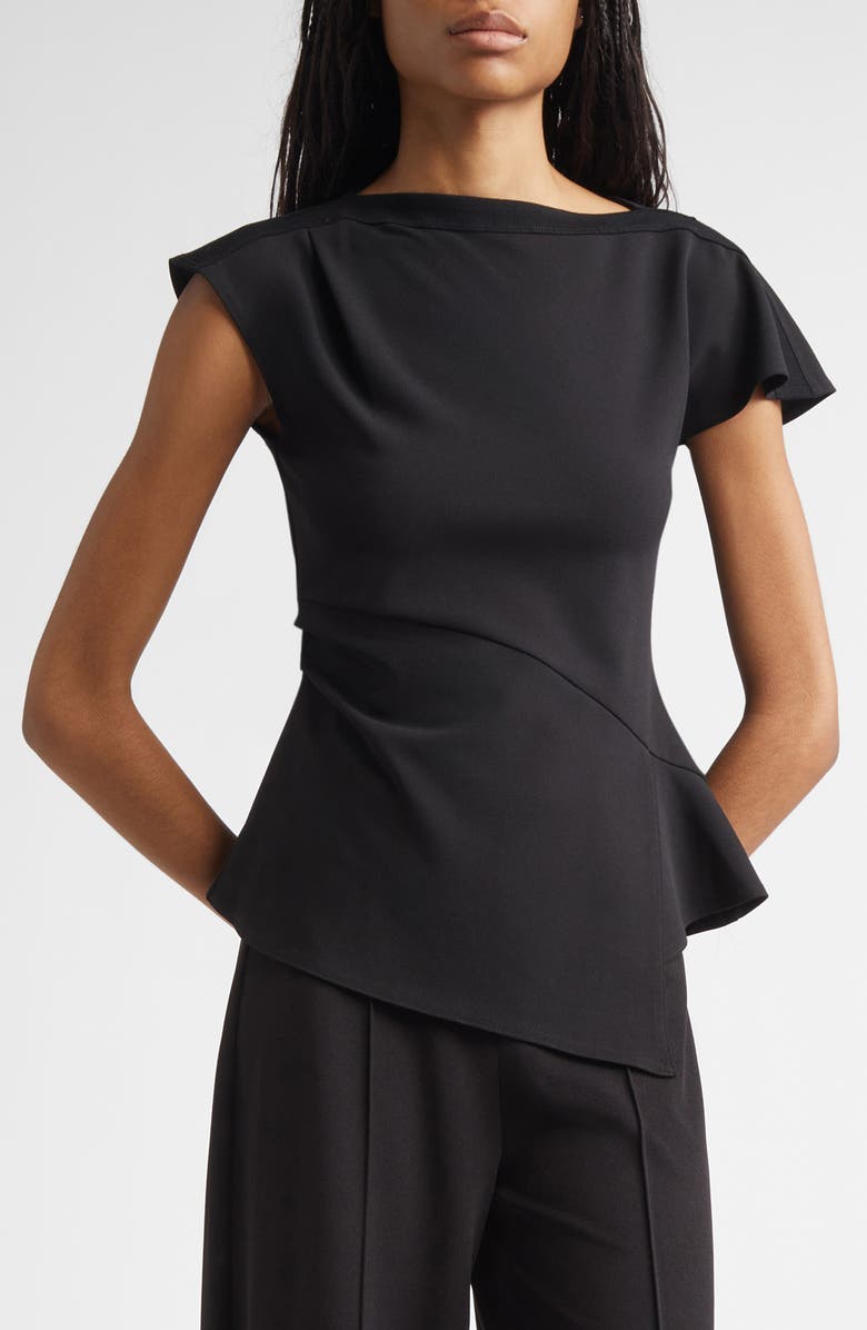 Derek Lam 10 Crosby Luelle Asymmetric Peplum Top, Main, color, Black
