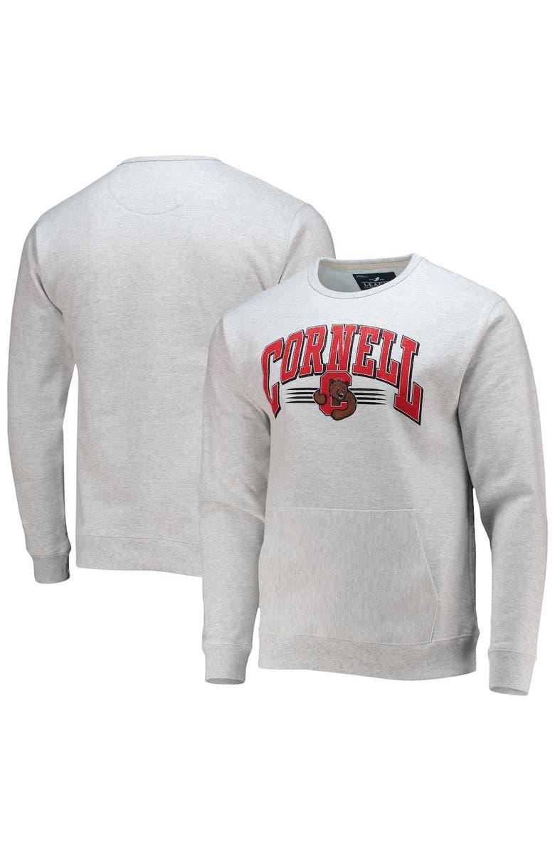 LEAGUE COLLEGIATE WEAR Men's League Collegiate Wear Heathered Gray Cornell Big Red Upperclassman Pocket Pullover Sweatshirt, Main, color, 