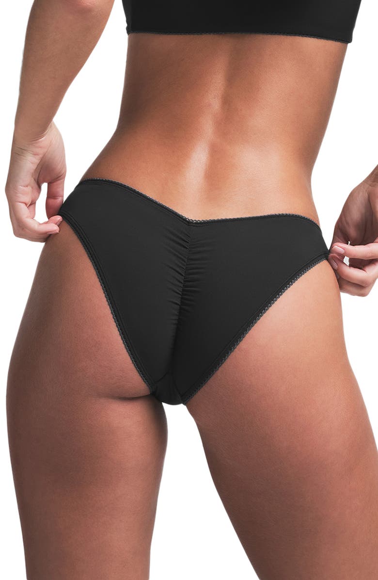 SKIMS Fits Everybody Picot Tanga, Alternate, color, Onyx