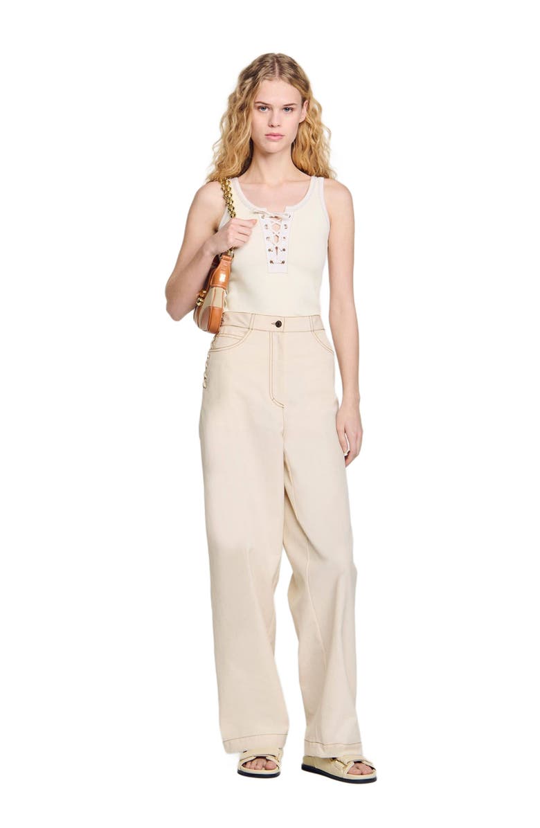 SANDRO Lace-up vest top, Alternate, color,