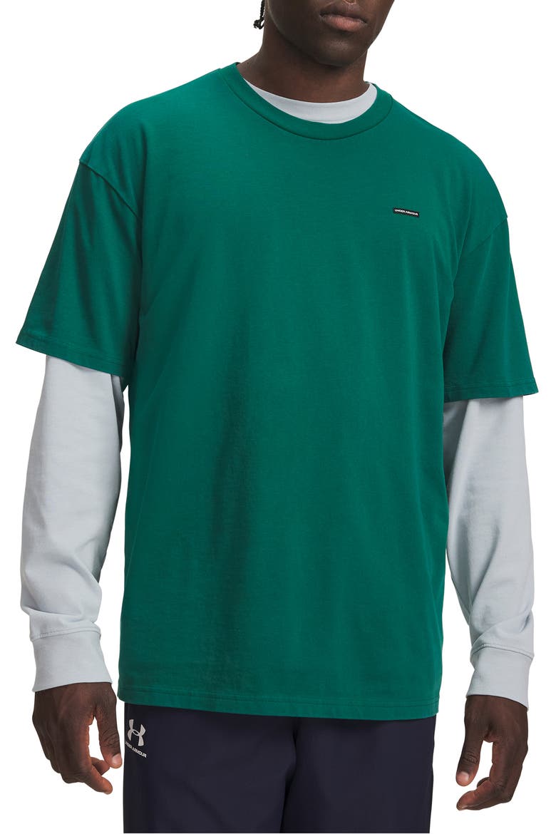 Heavyweight Oversized Washed T-Shirt, Main, color, CAMPUS IVY GREEN/ BLACK