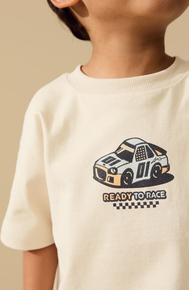 NEXT Kids' Oversize Racing Car Cotton Graphic T-Shirt, Alternate, color, Neutral