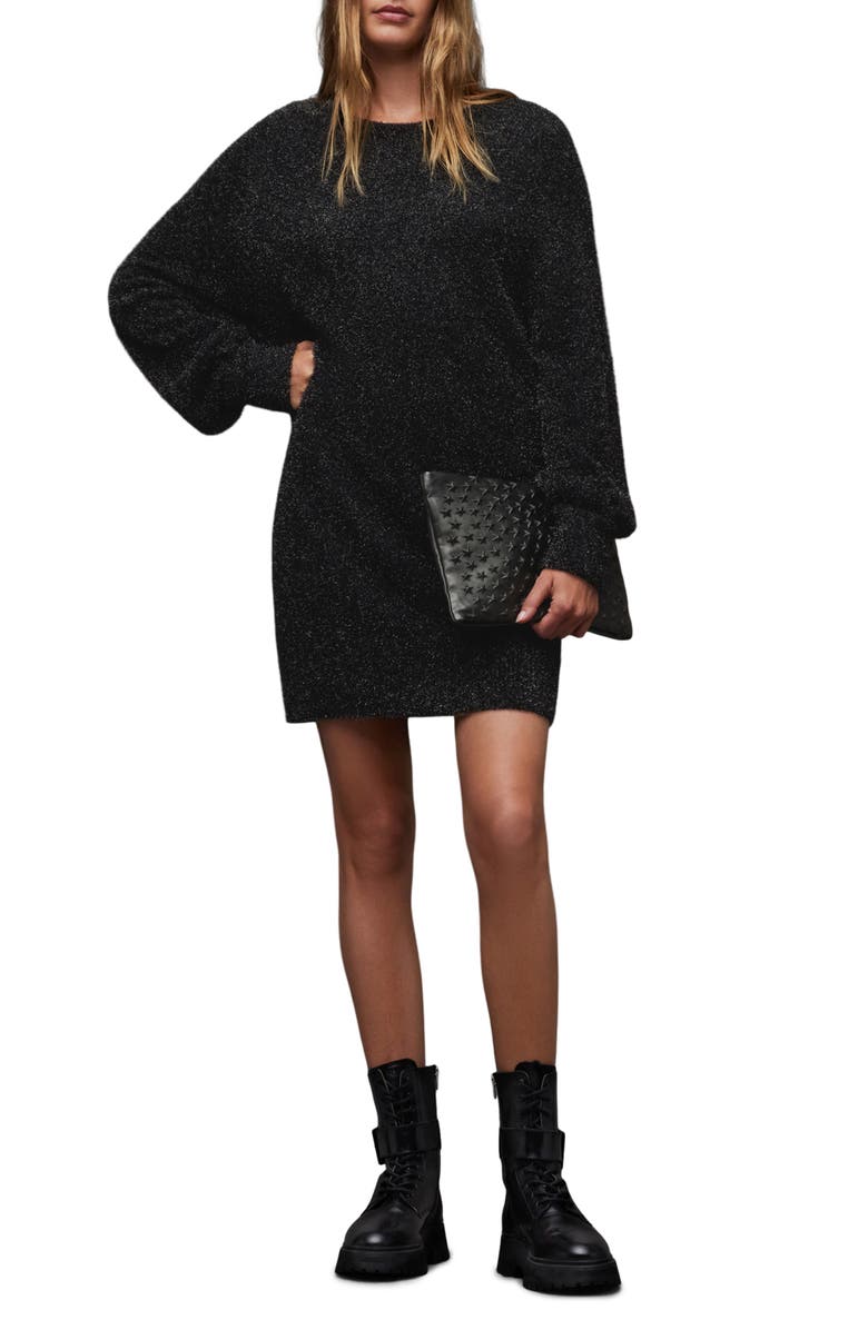 AllSaints Dazzle Long Sleeve Sweater Dress, Alternate, color, 