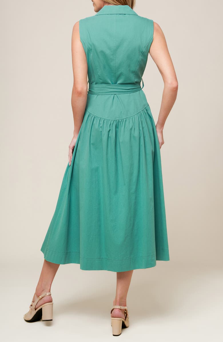 Sleeveless Drop Waist Cotton Shirtdress
