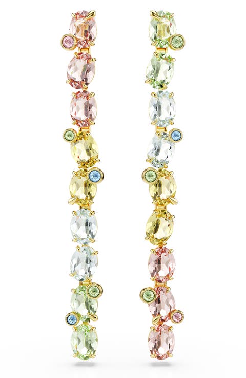 Gema Mixed Cut Crystal Linear Drop Earrings