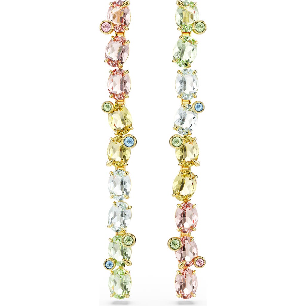 Swarovski Gema Long Gold-plated Crystal Earring In Multi