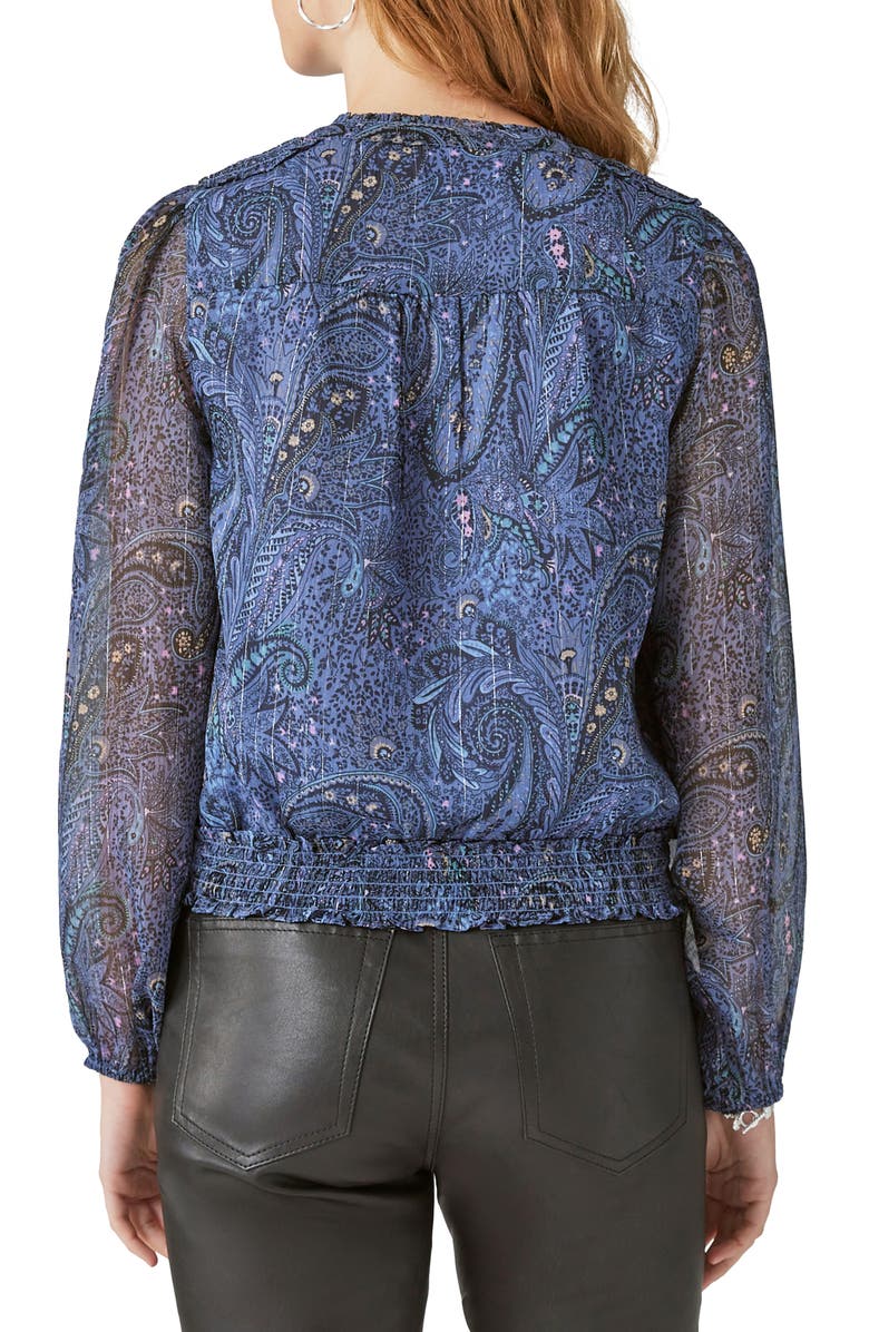 Lucky Brand Paisley Metallic Thread Bubble Hem Top, Alternate, color,