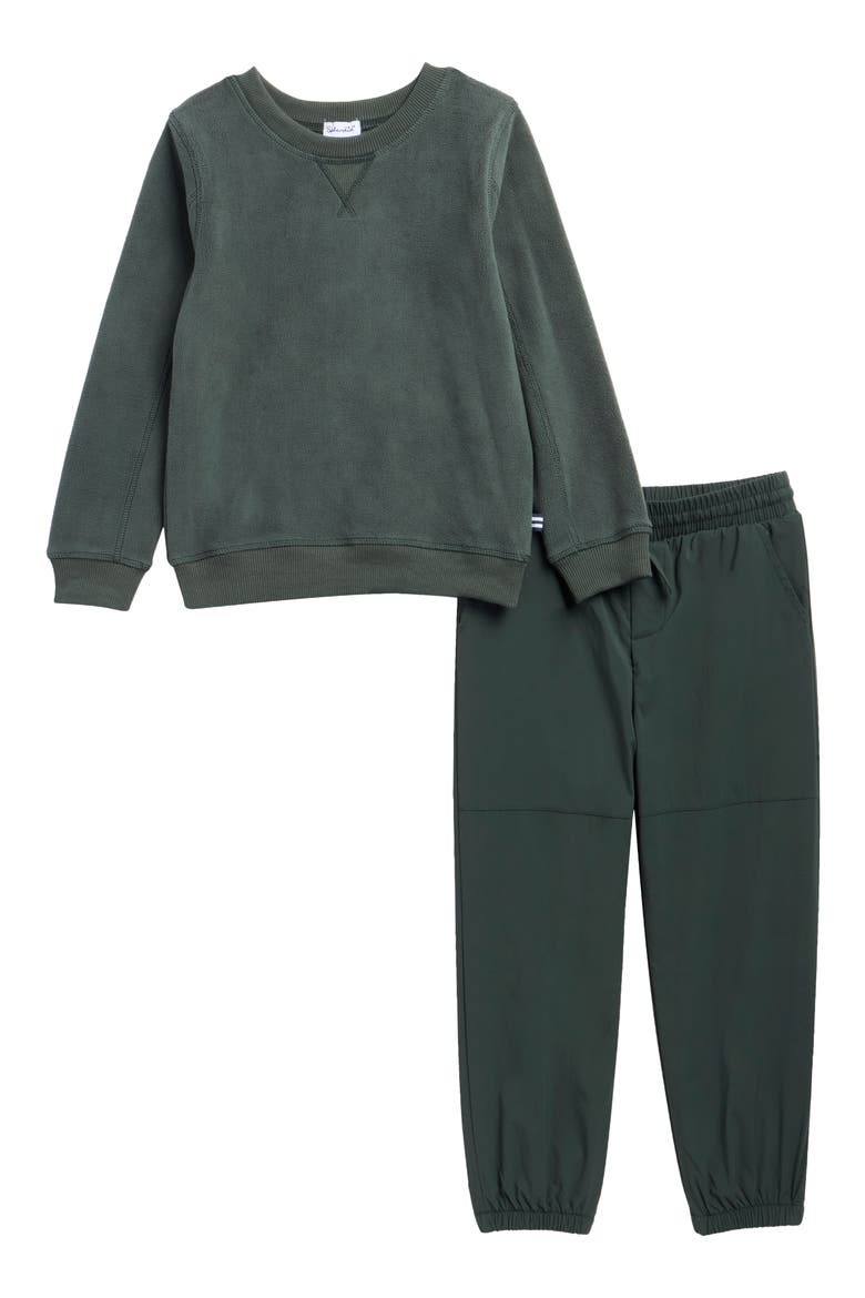 Kids' Fleece Sweatshirt & Nylon Pants Set, Main, color, DEEP FOREST