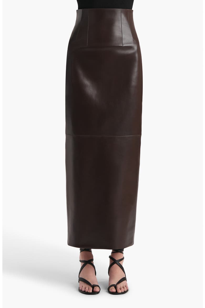 Loxley Lambskin Leather Pencil Skirt, Main, color, MUD