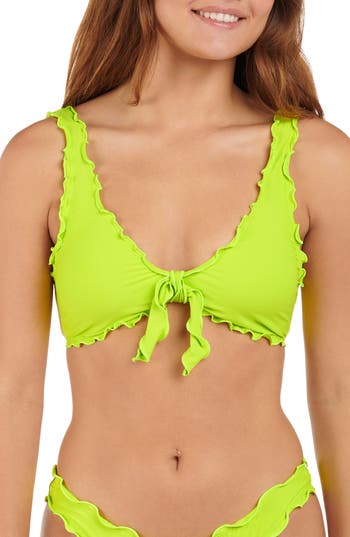 Citrus Solid Merrow Bralette Bikini Top In Green
