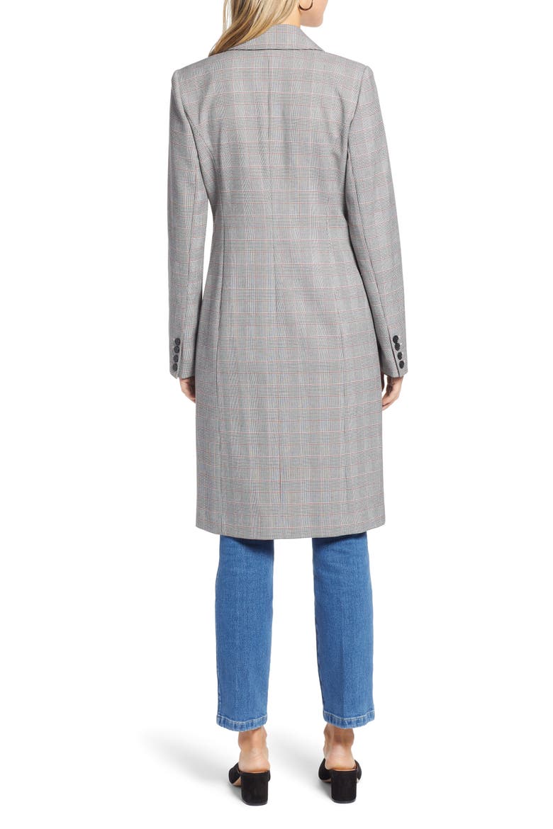 Structured Plaid Coat, Alternate, color, BLACK- RED PLAID