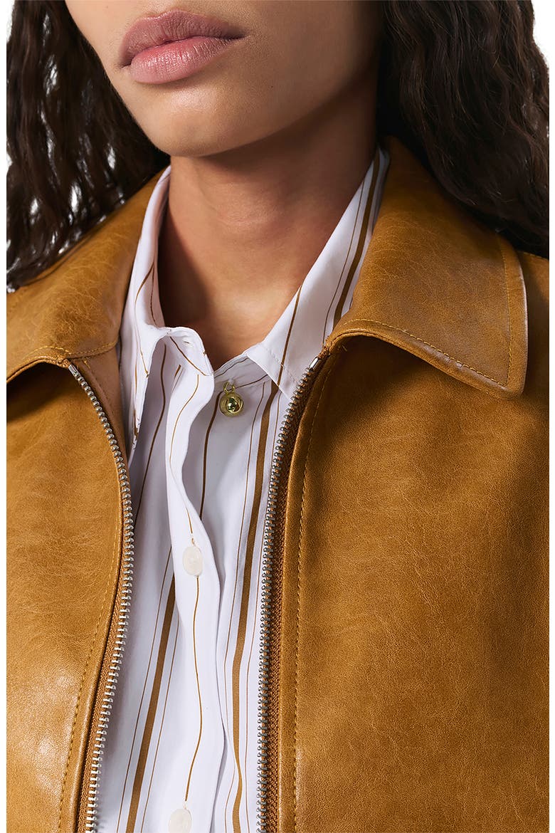 Jordie Faux Leather Jacket, Alternate, color, CAMEL