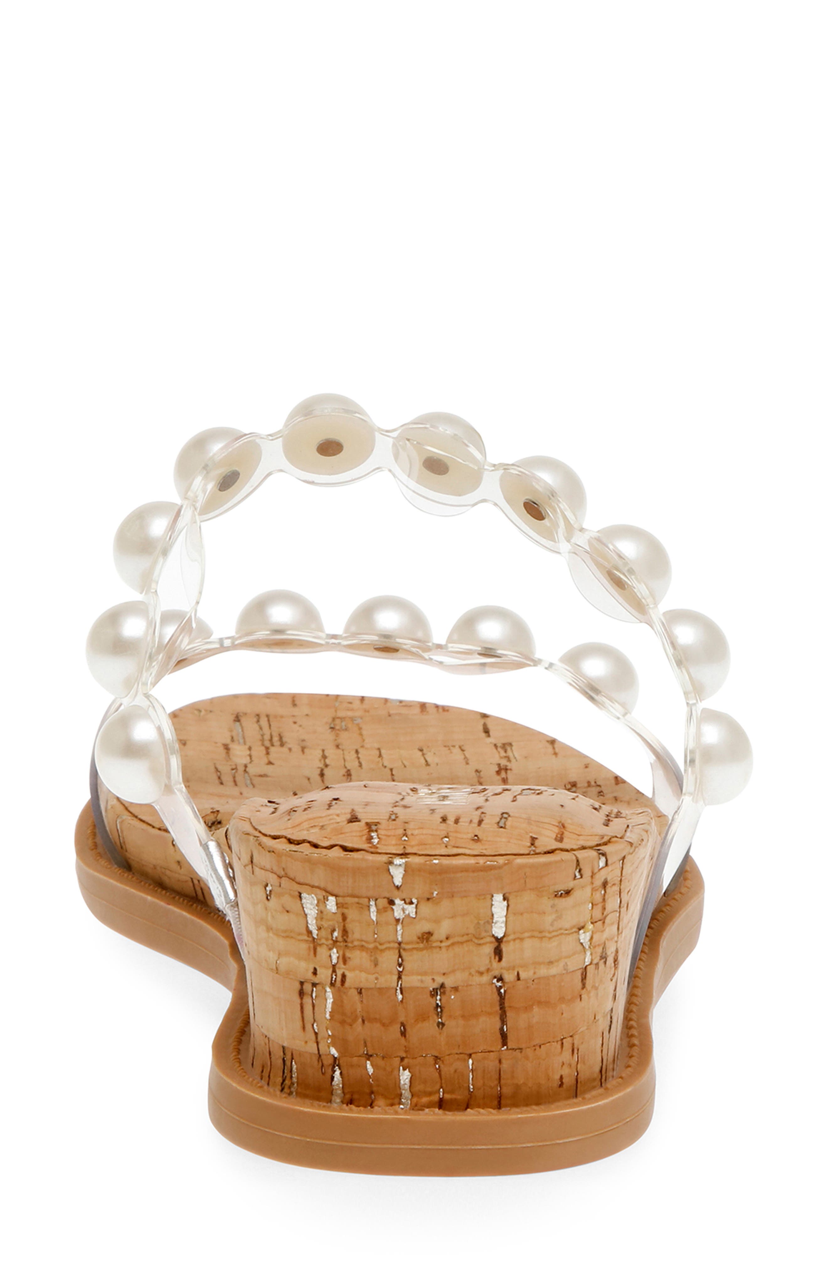 Anne Klein Bee Imitation Pearl Slide Sandal, Alternate, color, 