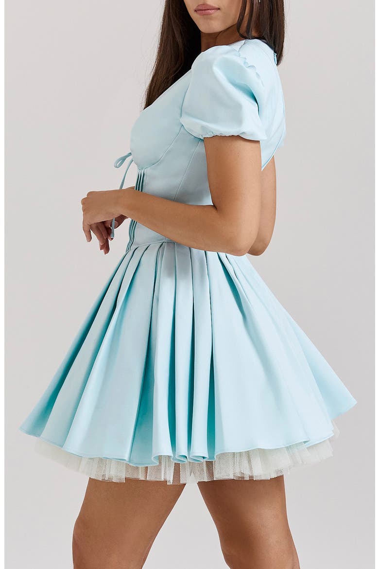 Imani Pleated Puff Sleeve Minidress, Alternate, color, DELICATE BLUE