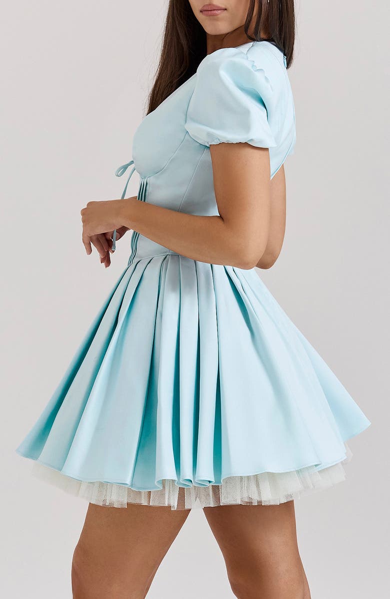 HOUSE OF CB Imani Pleated Puff Sleeve Minidress, Alternate, color, Delicate Blue