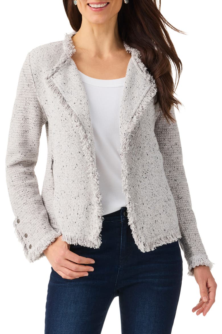 Fringe Mix Knit Jacket, Main, color, SUGAR COOKIE