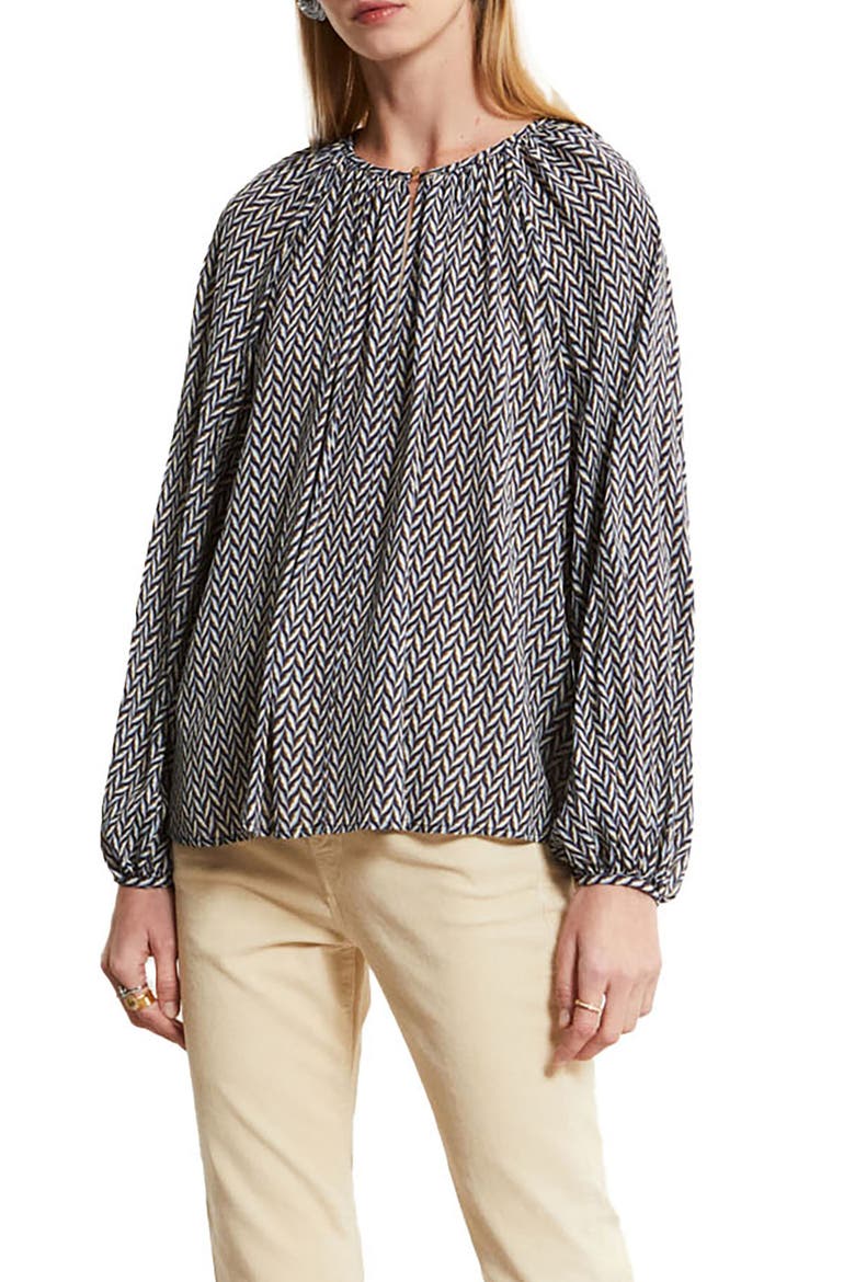 Abstract Print Satin Shirt, Main, color, Blue
