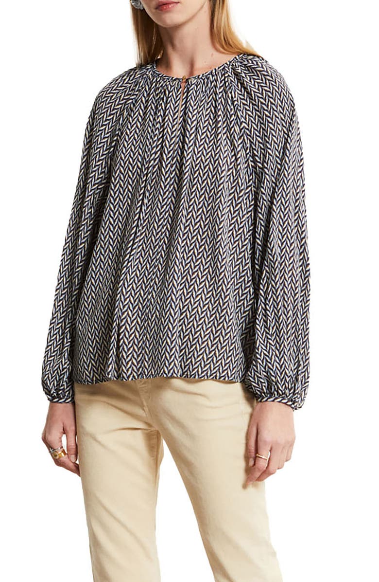 ottod'Ame Abstract Print Satin Shirt, Main, color, Blue