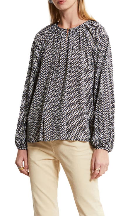 Abstract Print Satin Shirt