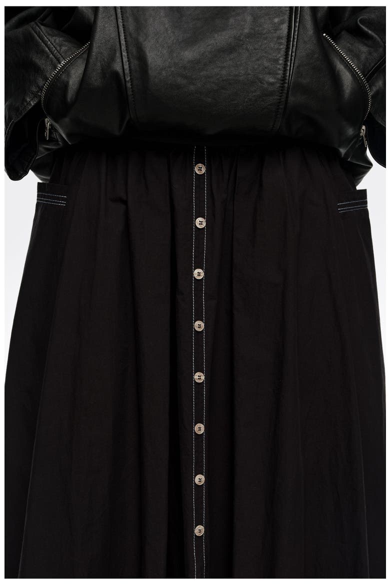 A-Line Skirt With Buttons, Alternate, color, BLACK