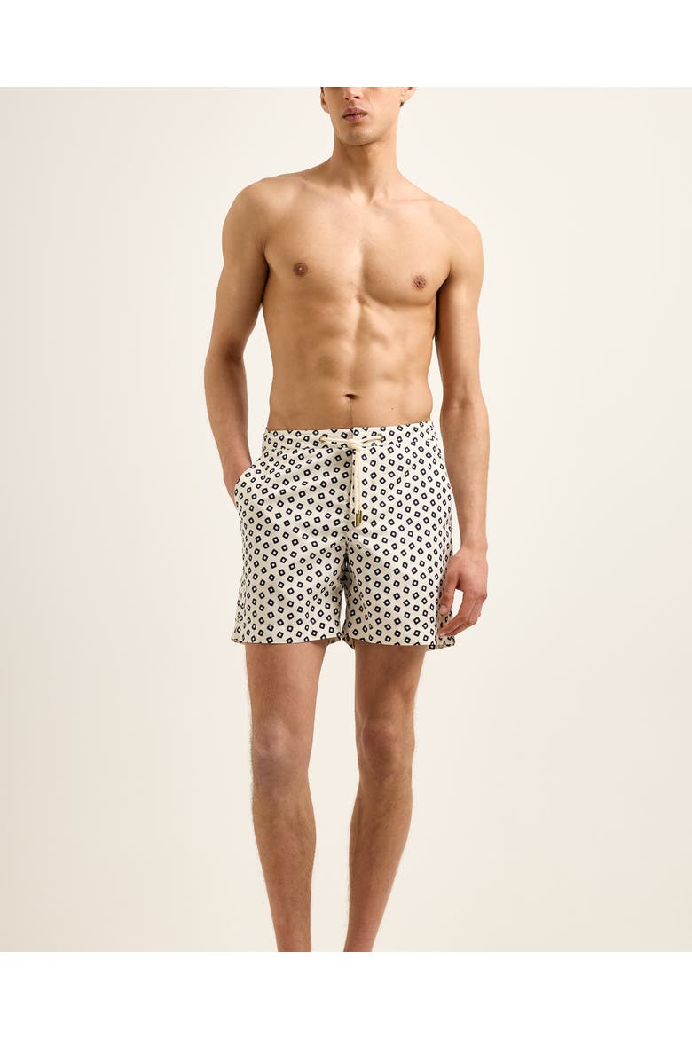 Bulldog Drawcord Mid Length Swim Shorts, Alternate, color, LATTE/NIGHT IRIS