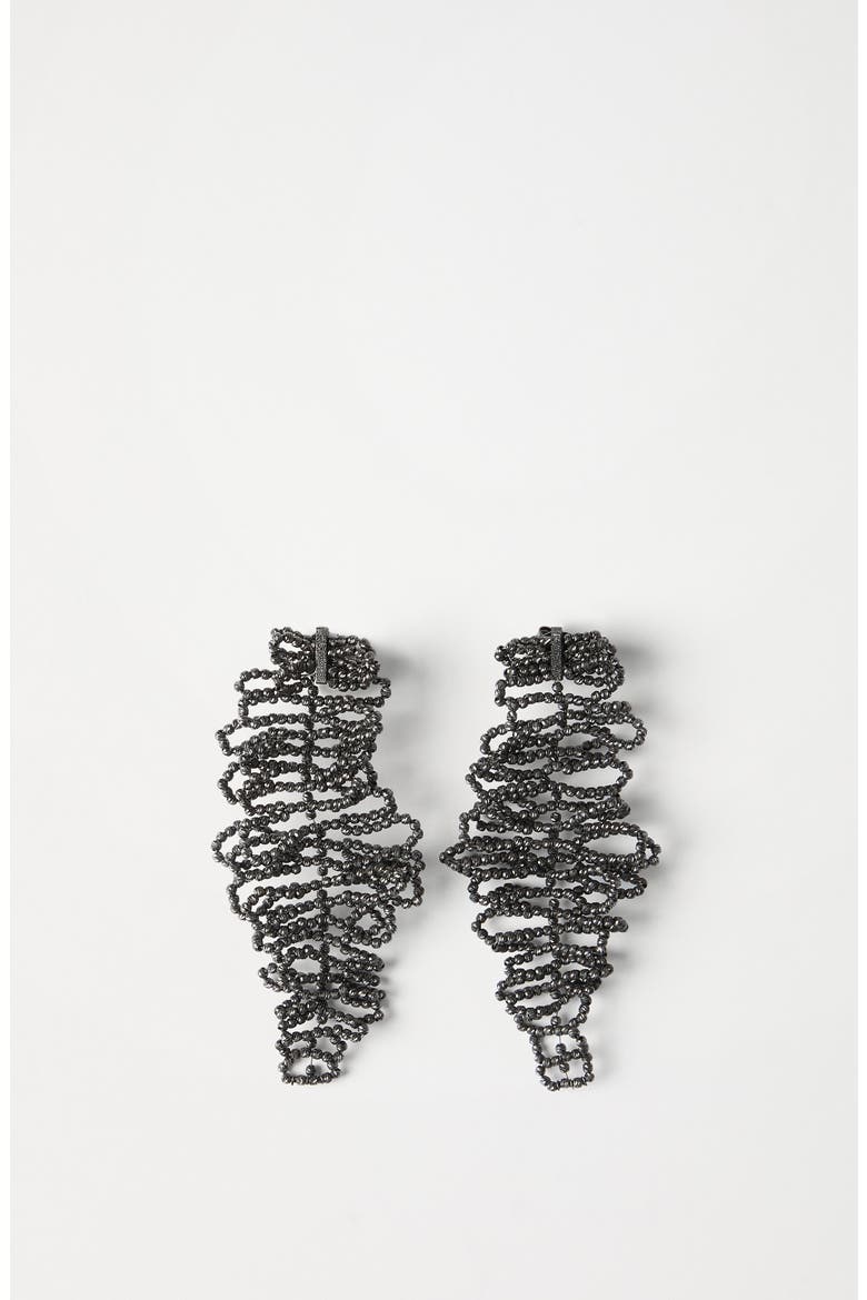 Sculptured leaf earrings, Alternate, color, Lignite Grey
