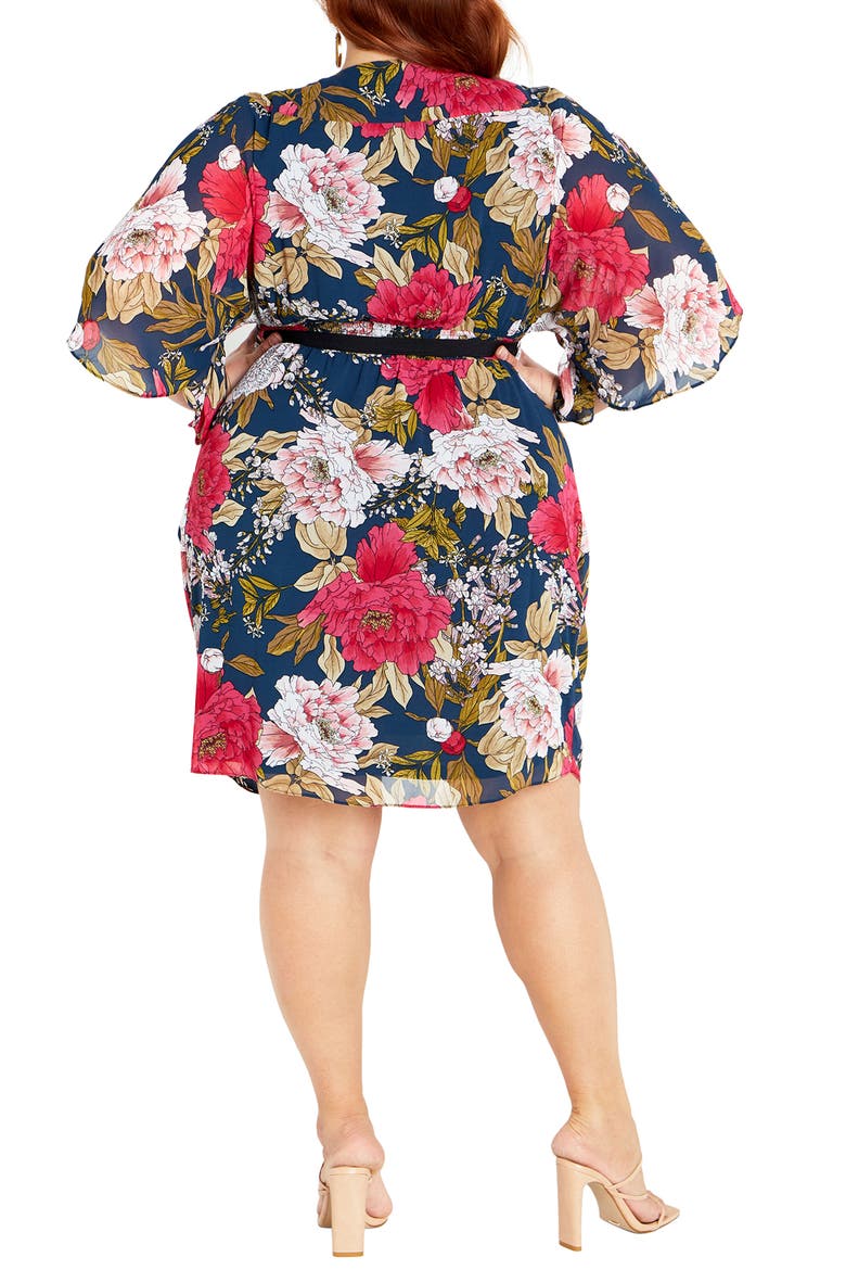 Frida Floral Faux Wrap Dress, Alternate, color, NAVY WILD ROSE