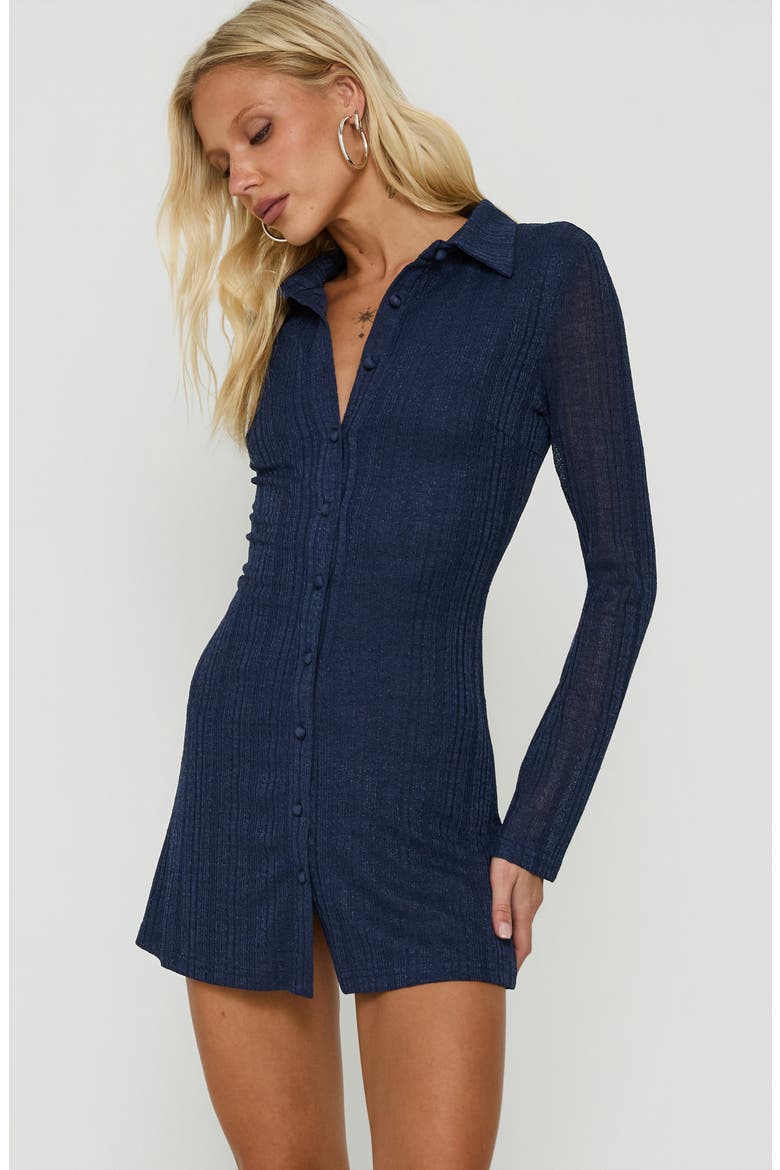 When You Sleep Long Sleeve Mini Dress, Alternate, color, NAVY