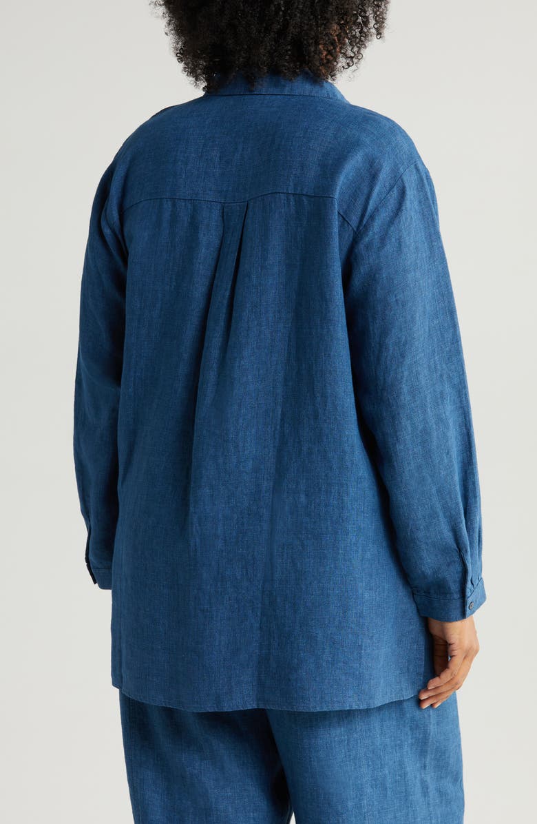 Eileen Fisher Organic Linen Button-Up Tunic Shirt, Alternate, color,