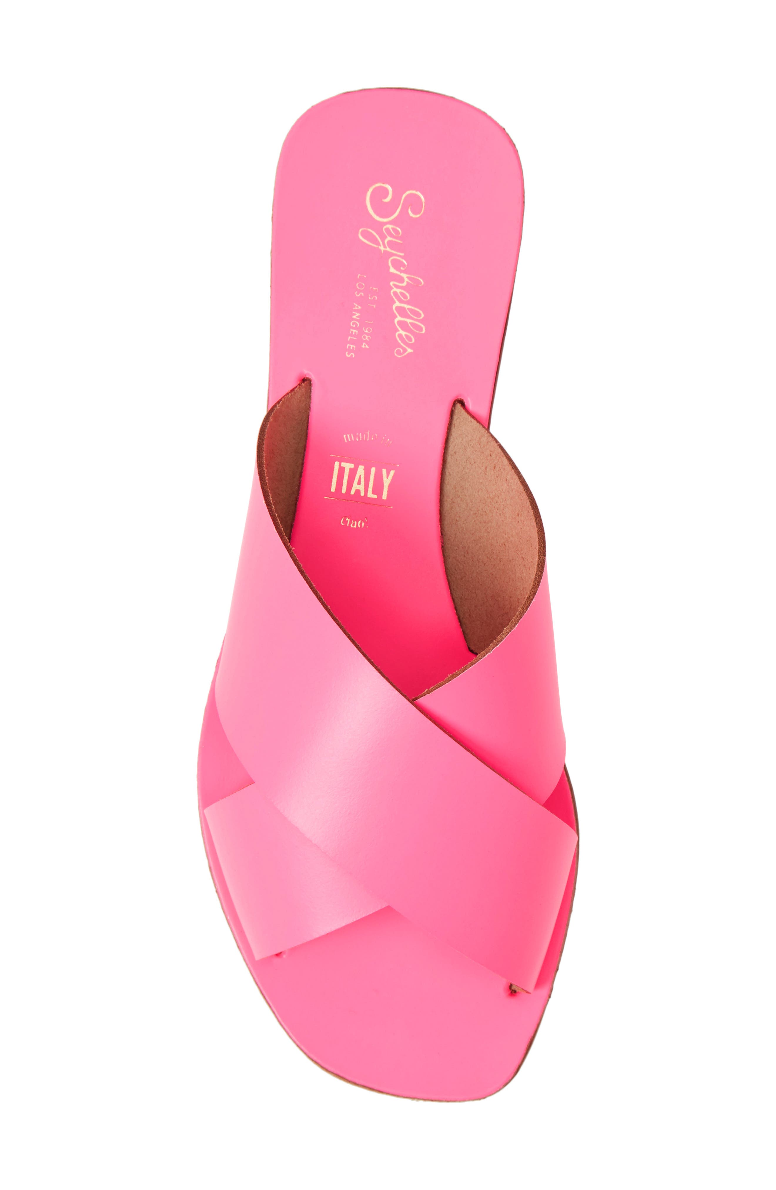 Total Relaxation Slide Sandal, Alternate, color, NEON PINK LEATHER